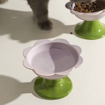 Tilted Pastel Flower Elevated Pet Tableware