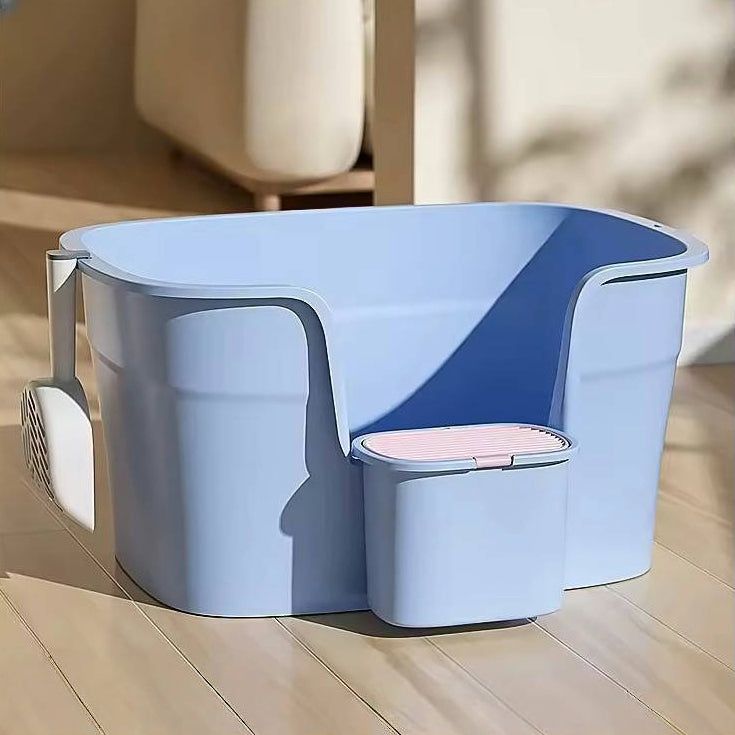 Oversized Open Cat Litter Box with Elevated Entrance