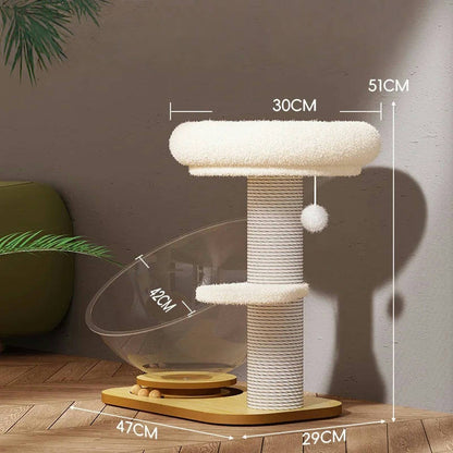 Cat Tree With Transparent Hemisphere Capsule Turntable Cat Toys