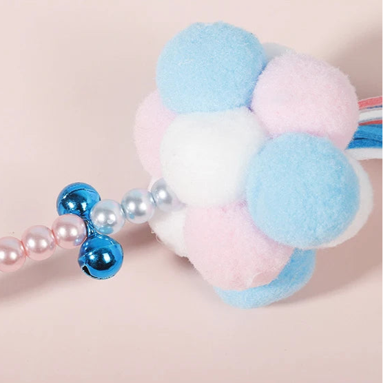 2/10pcs Pom Pom Cat Toy Wand Stick