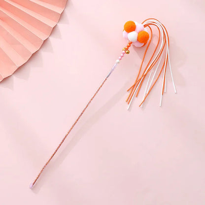 2/10pcs Pom Pom Cat Toy Wand Stick