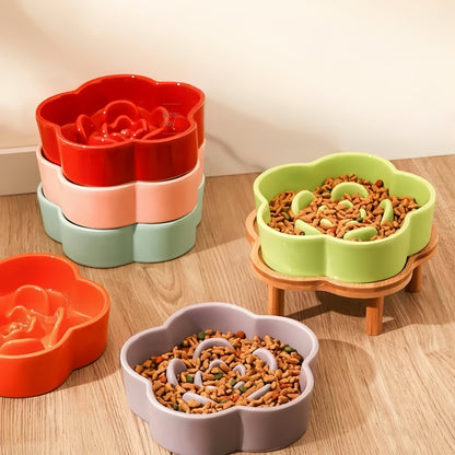 Flower Shape Slow Feed Raised Pet Tableware