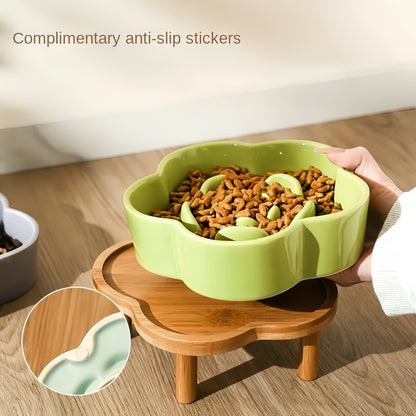 Flower Shape Slow Feed Raised Pet Tableware