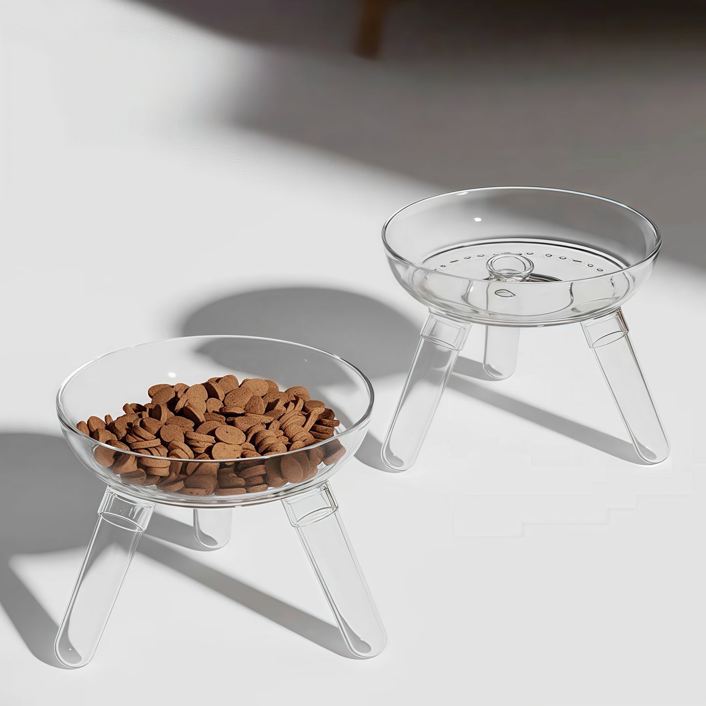 Luxurious Transparent Glass Elevated Food/Water Bowl Pet Tableware