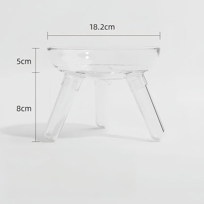 Luxurious Transparent Glass Elevated Food/Water Bowl Pet Tableware