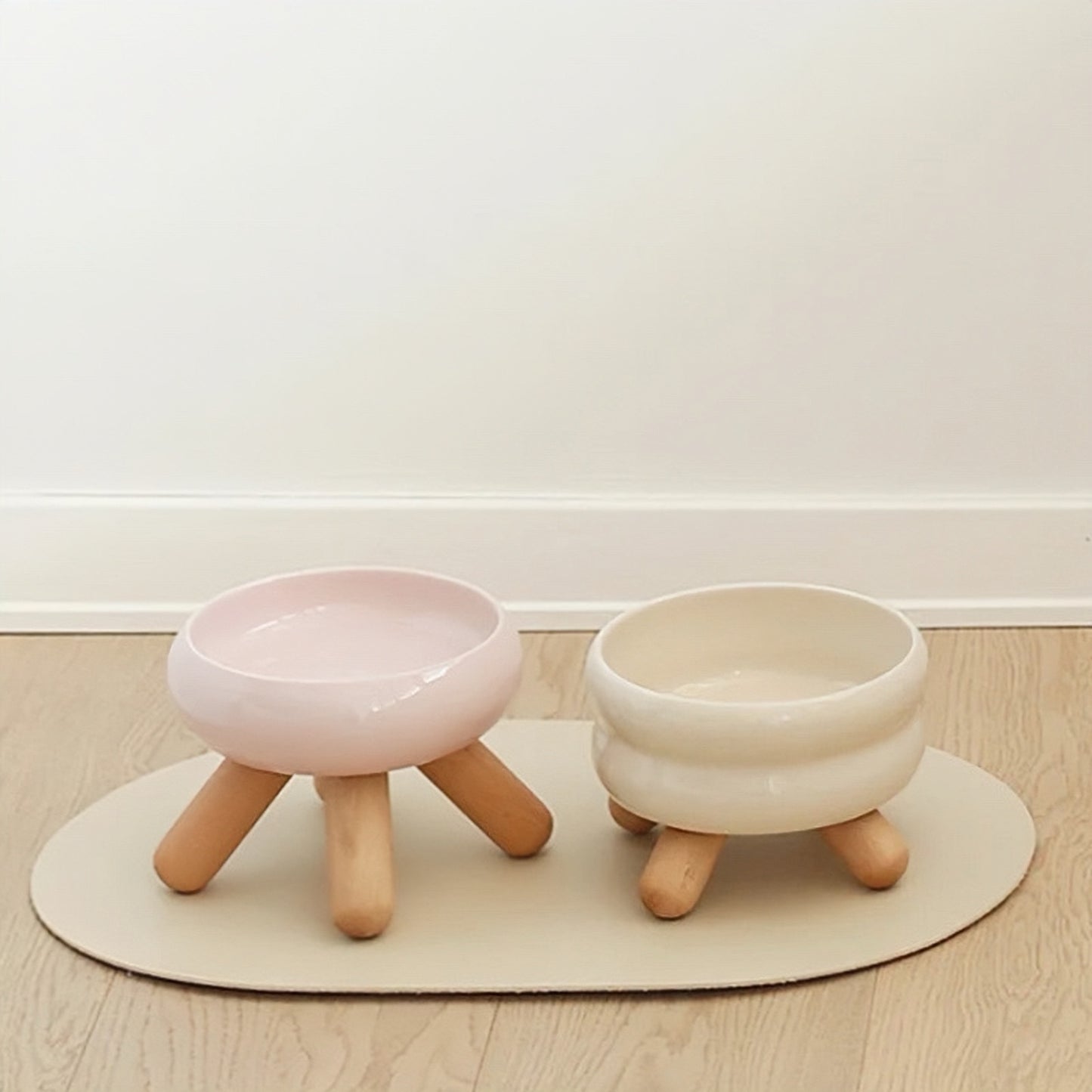 Nordic Wooden Base Elevated Pet Tableware