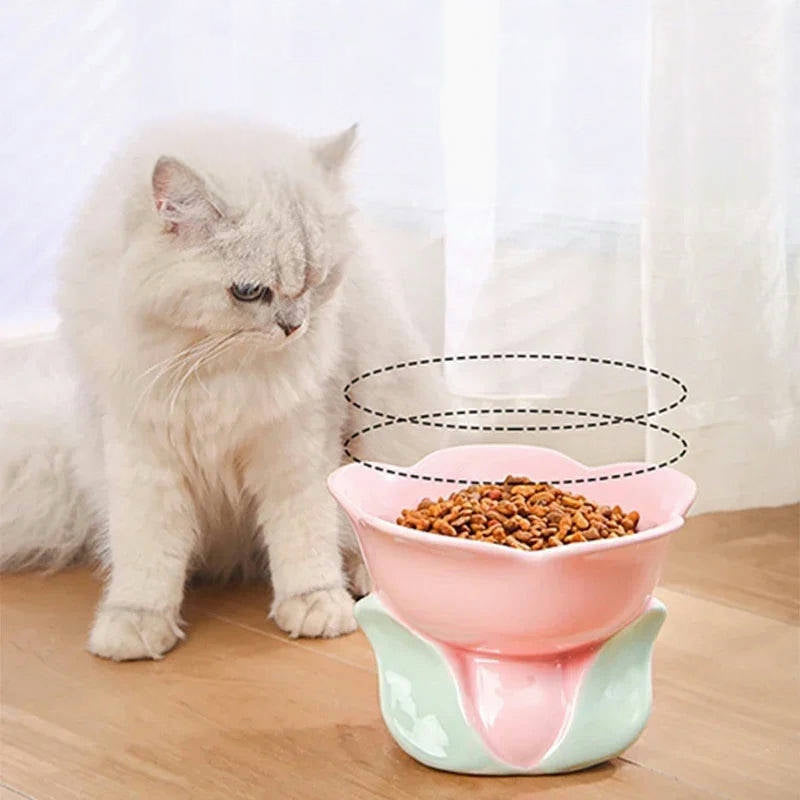 Flower Elevated Food Water Pet Tableware