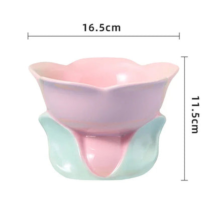 Flower Elevated Food Water Pet Tableware