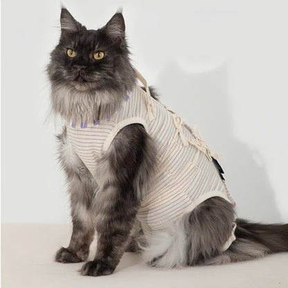 Breathable Striped Pet Postoperative Overalls