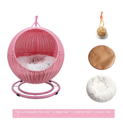 Luxurious Rattan Cradle Swing Pet Nest