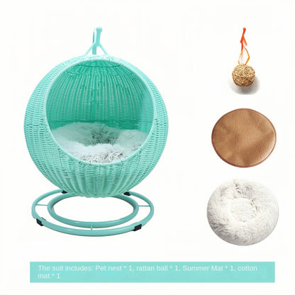 Luxurious Rattan Cradle Swing Pet Nest