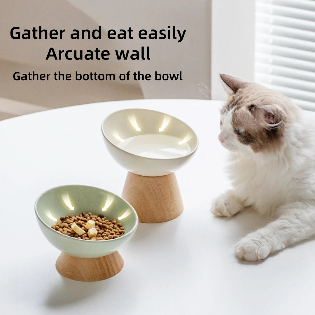 Bevel Edge Wooden Base Pet Tableware