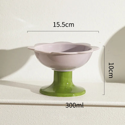 Tilted Pastel Flower Elevated Pet Tableware