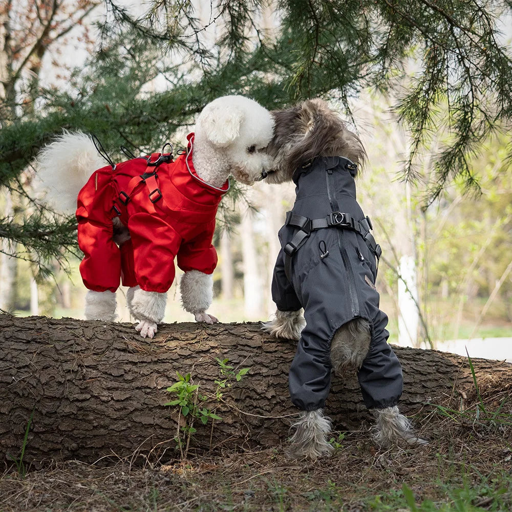 Waterproof Reflective Pet Raincoat Overalls with Adjustable Harness