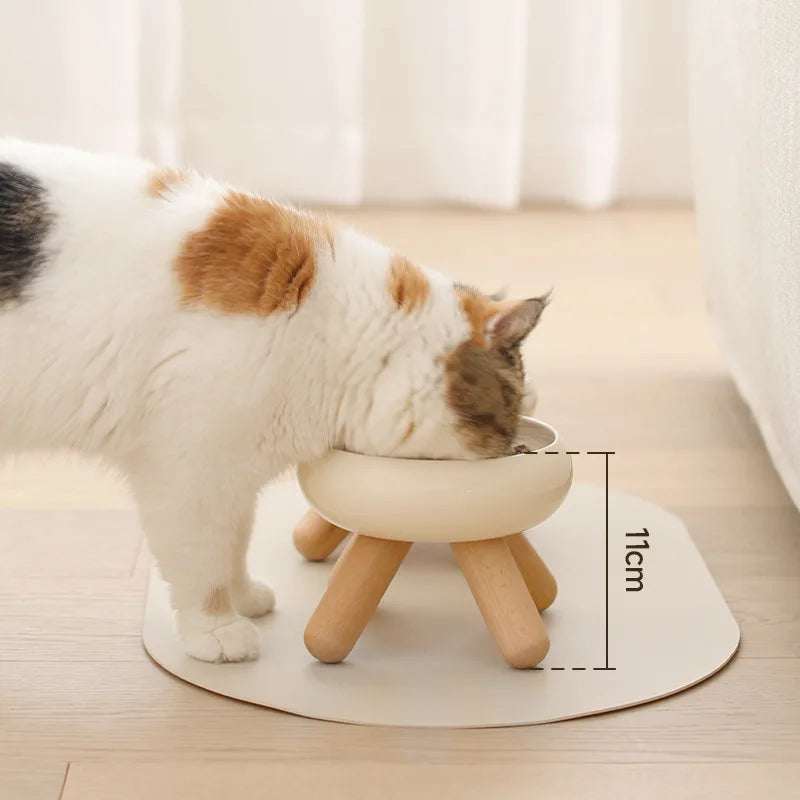 Nordic Wooden Base Elevated Pet Tableware