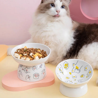 Fun Cartoon Paw Print Elevated Pet Tableware