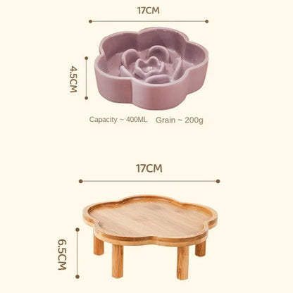 Flower Shape Slow Feed Raised Pet Tableware