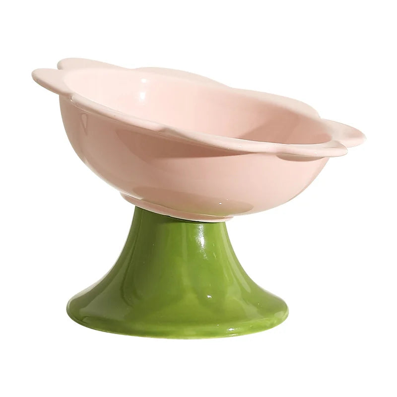 Tilted Pastel Flower Elevated Pet Tableware