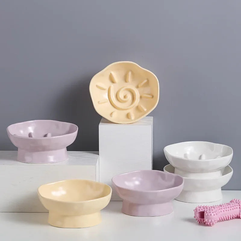 Slow Feed Flower Petal Elevated Pet Tableware