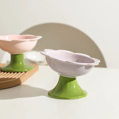 Tilted Pastel Flower Elevated Pet Tableware