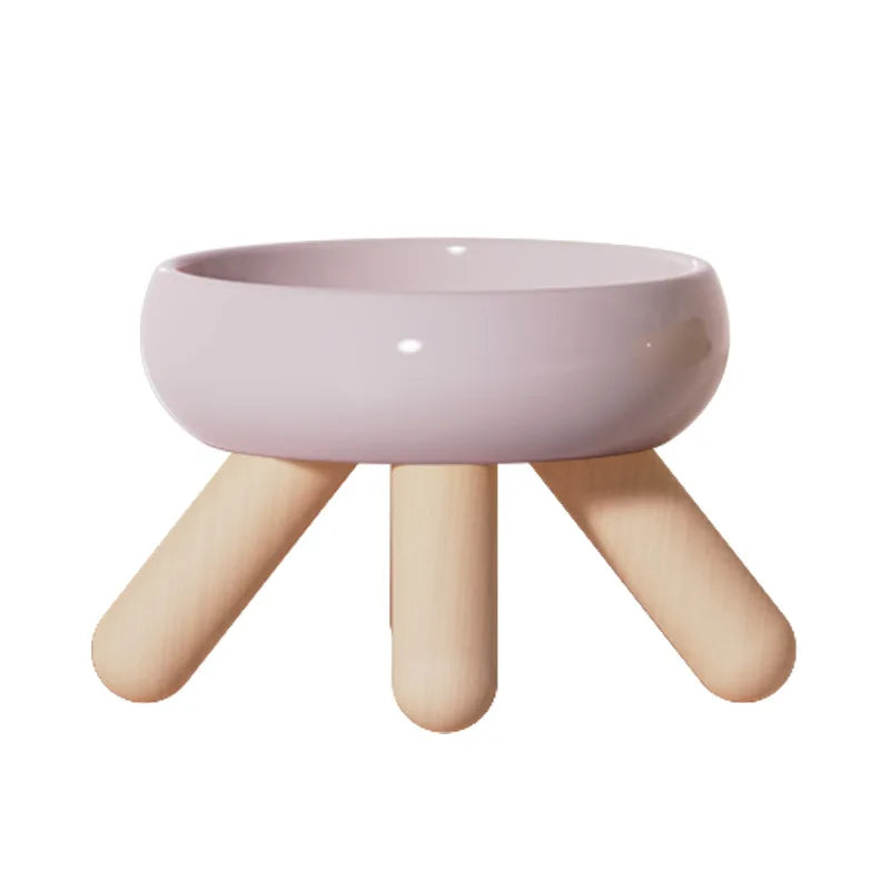 Nordic Wooden Base Elevated Pet Tableware