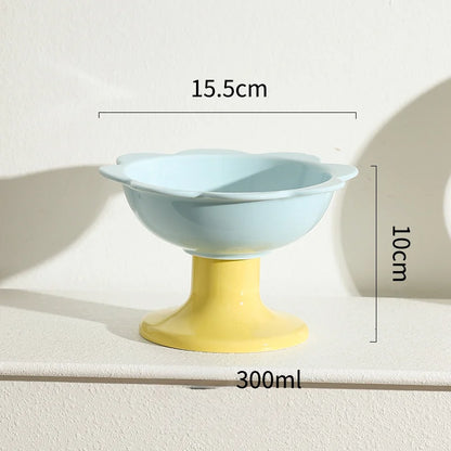 Tilted Pastel Flower Elevated Pet Tableware