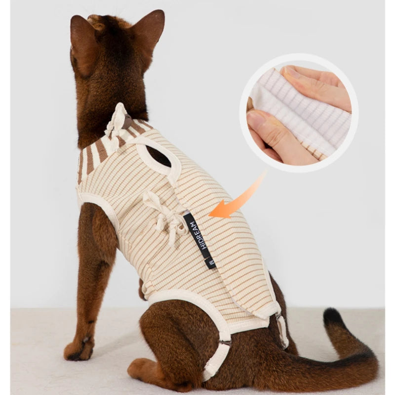 Breathable Striped Pet Postoperative Overalls