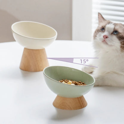 Bevel Edge Wooden Base Pet Tableware