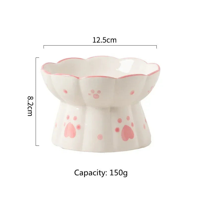 Heart Paw Print Elevated Pet Tableware