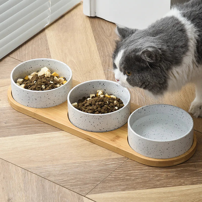 Splash Ink Pet Bowl Wooden Base Tableware