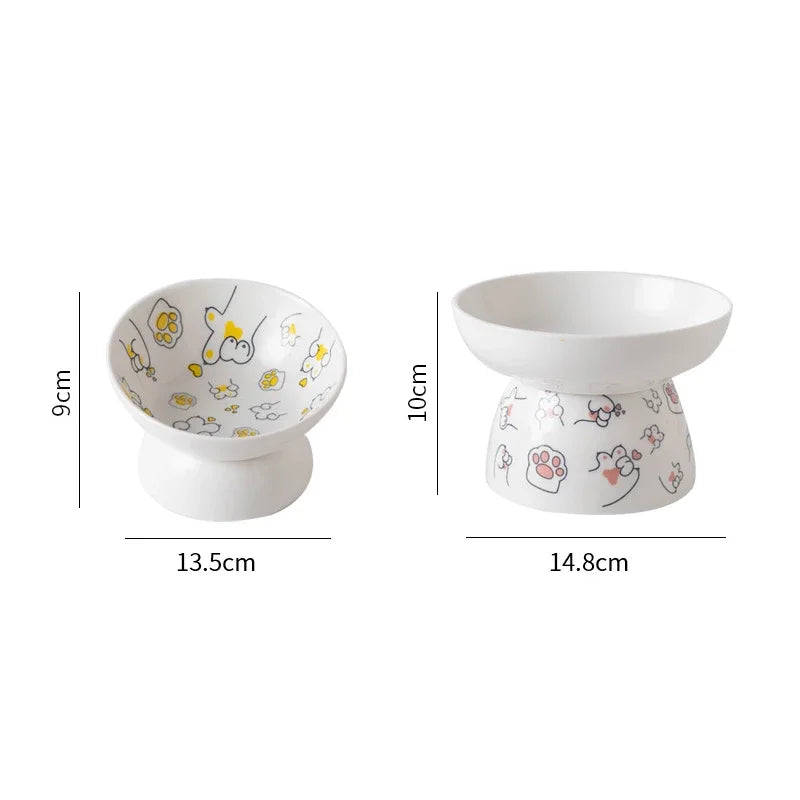 Fun Cartoon Paw Print Elevated Pet Tableware