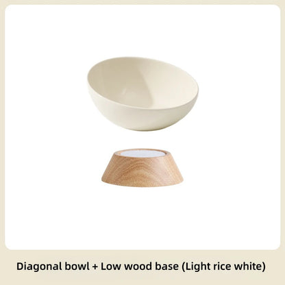 Bevel Edge Wooden Base Pet Tableware