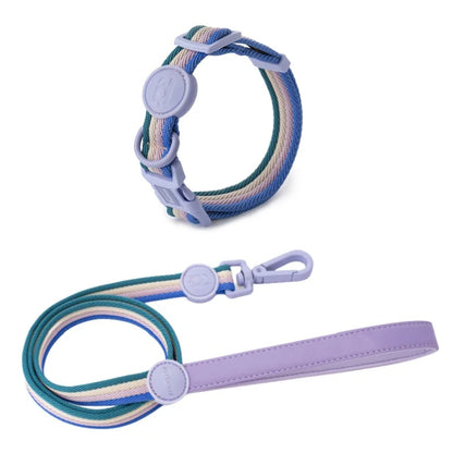 Multi Pastel Colour Adjustable Pet Collar And Lead Set