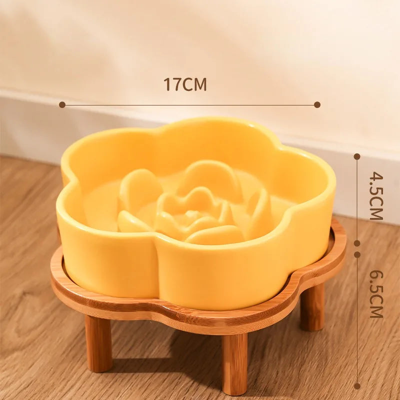 Flower Shape Slow Feed Raised Pet Tableware