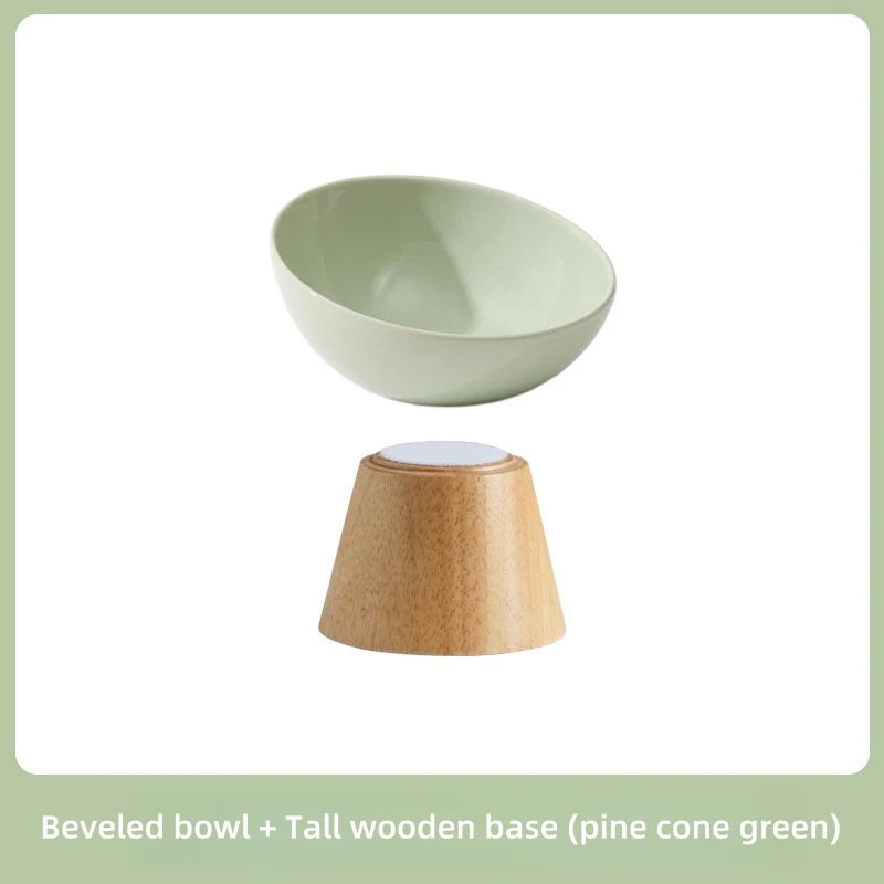 Bevel Edge Wooden Base Pet Tableware