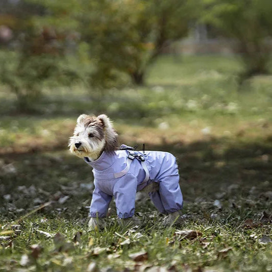 Waterproof Reflective Pet Raincoat Overalls with Adjustable Harness