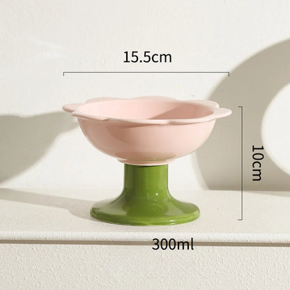 Tilted Pastel Flower Elevated Pet Tableware