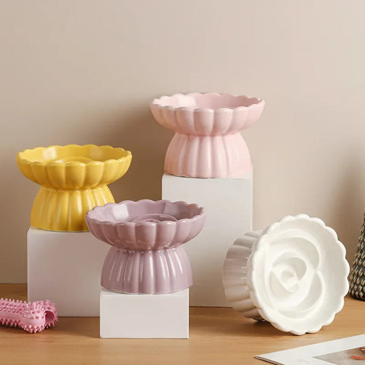 Slow Feed Flower Petal Elevated Pet Tableware