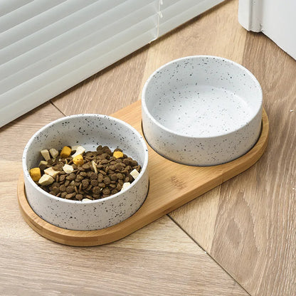 Splash Ink Pet Bowl Wooden Base Tableware