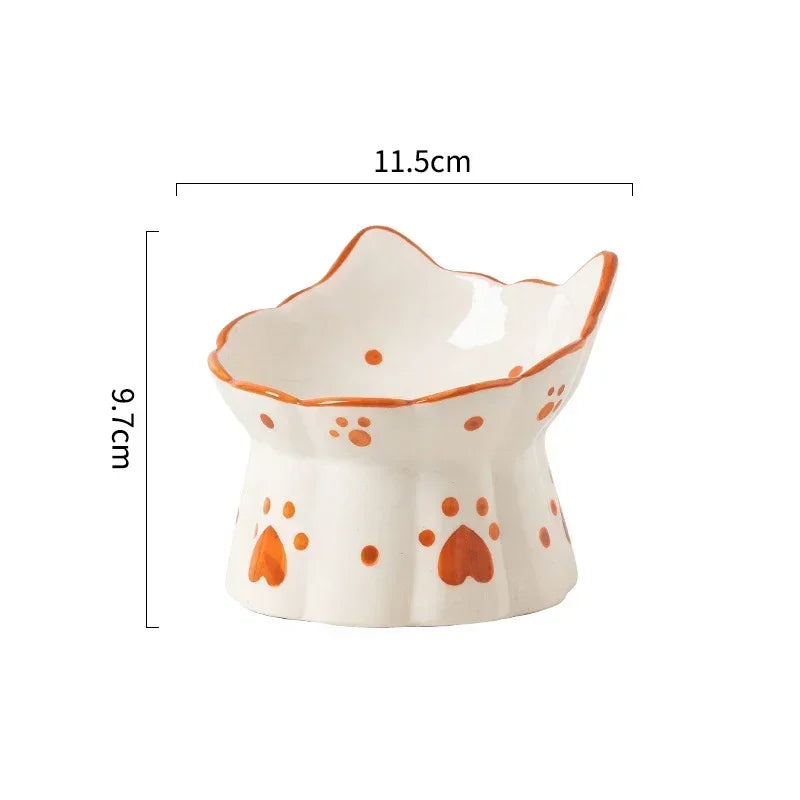 Orange Heart Paw Print Elevated Pet Tableware