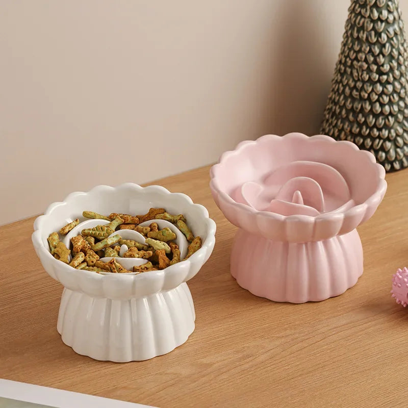 Slow Feed Flower Petal Elevated Pet Tableware