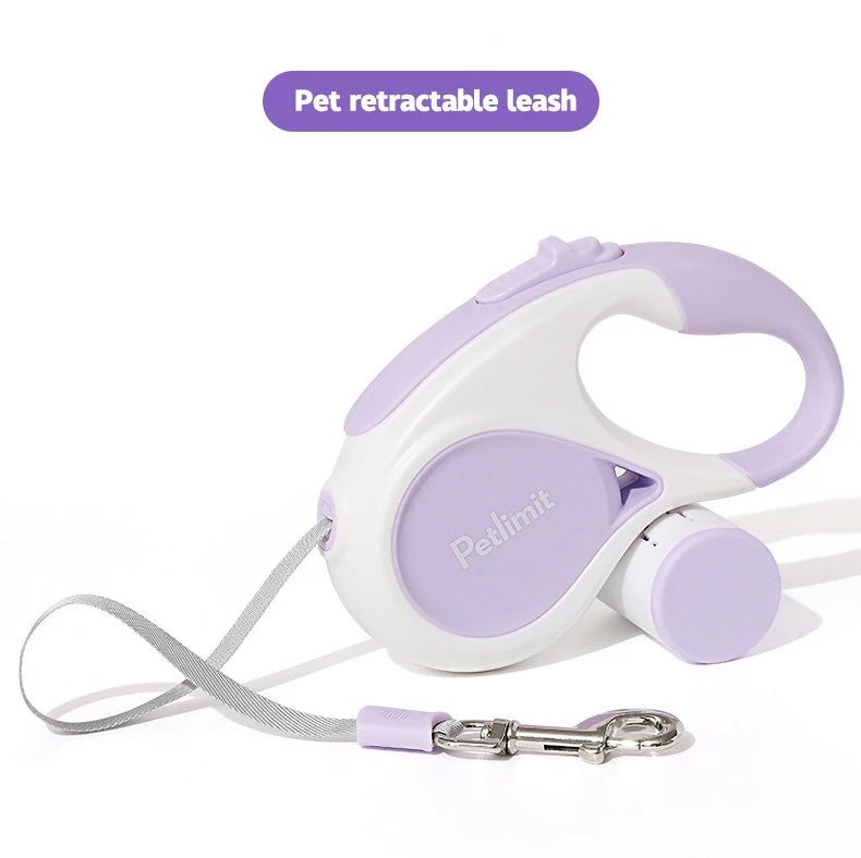 Retractable Extendable 3M/5M Pet Leash With Waste Bag Storage