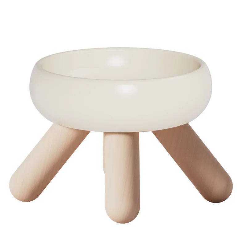 Nordic Wooden Base Elevated Pet Tableware