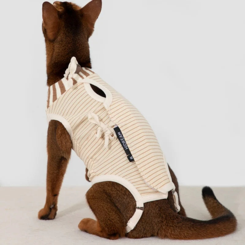 Breathable Striped Pet Postoperative Overalls