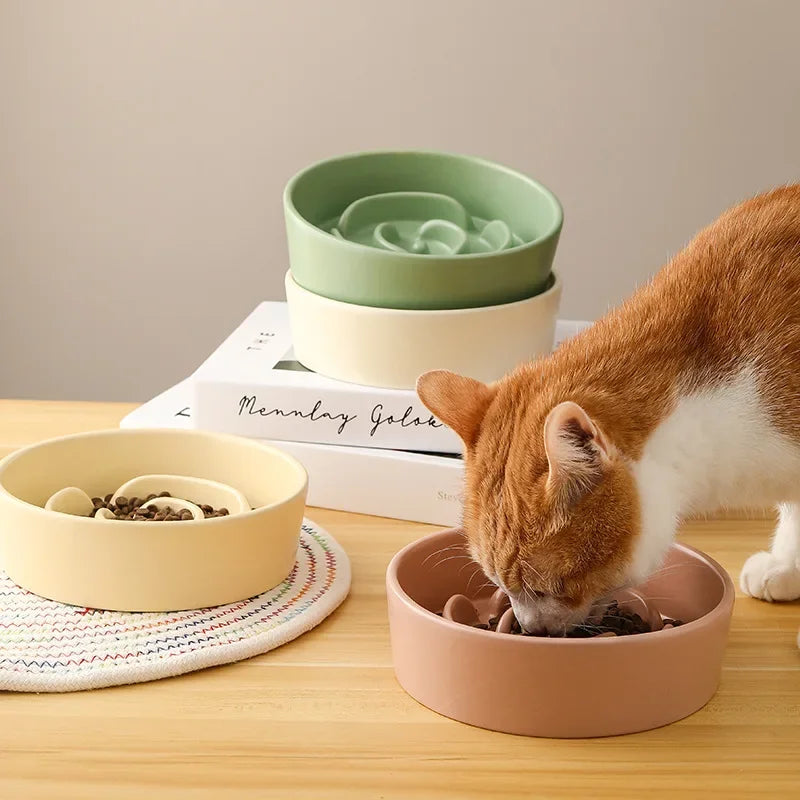 Flower Petal Slow Feed Ceramic Pet Bowl