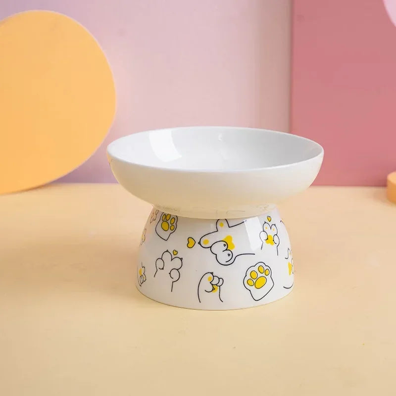 Fun Cartoon Paw Print Elevated Pet Tableware