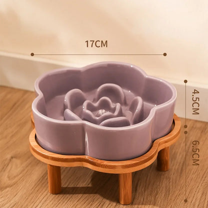 Flower Shape Slow Feed Raised Pet Tableware