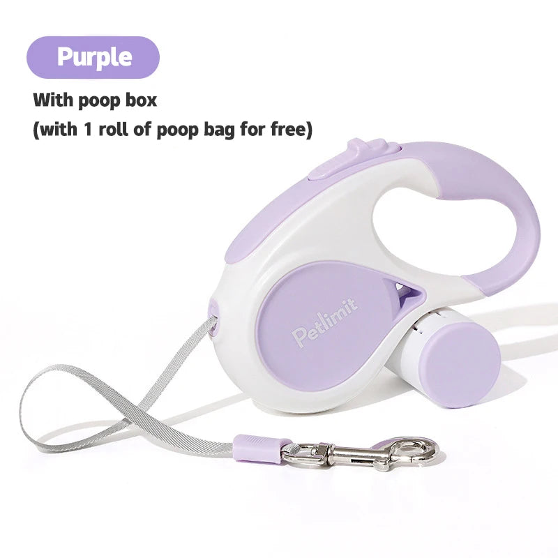 Retractable Extendable 3M/5M Pet Leash With Waste Bag Storage