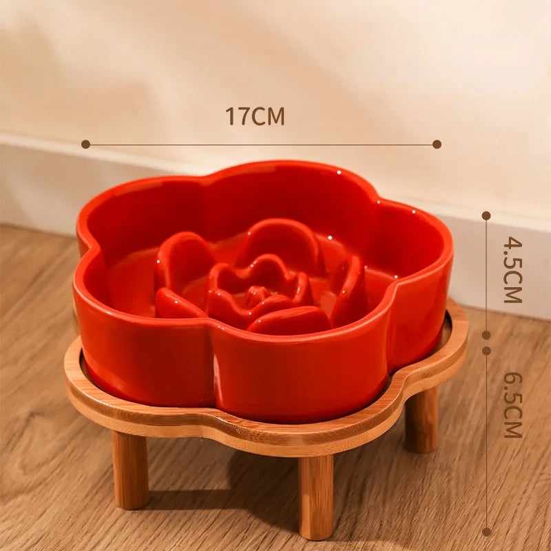 Flower Shape Slow Feed Raised Pet Tableware