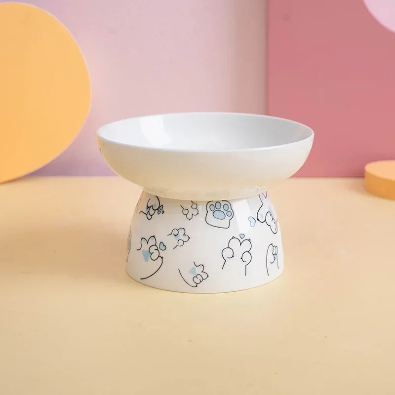 Fun Cartoon Paw Print Elevated Pet Tableware